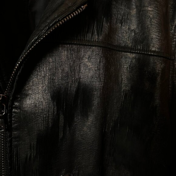 $2698 JOHN VARVATOS Limited Edition Scored Leather with Python Foil Jacket sz50 - Picture 3 of 14